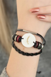 Jewelry & Watches - Black Color ZÃ¼lfikar Sword Design Multiple Leather Women's Bracelet 100318518 - Turkey
