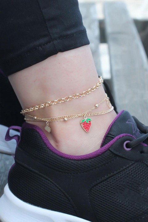 Strawberry Detail Multi Chain Anklet 100320026