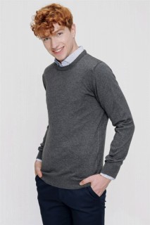Men's Anthracite Dynamic Fit Basic Crew Neck Knitwear Sweater 100345099