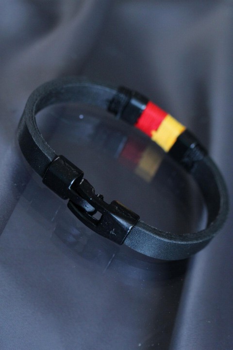Yellow Red Color Leather Bracelet 100318980