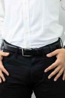 Belt - حزام الافتتاح من الجلد الأسود الكلاسيكي للرجال - 3.5 سم 100345959 - Turkey