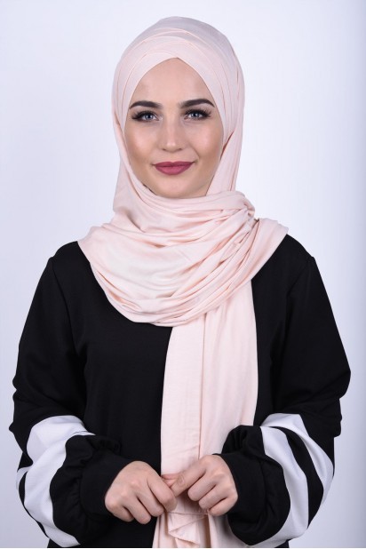 Ready to wear Hijab-Shawl - 3-Streifen-Schal aus gekämmter Baumwolle Helllachs - Turkey