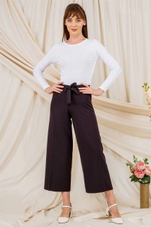 Pants - بنطلون قماش نسائي واسع الساق 100326055 - Turkey