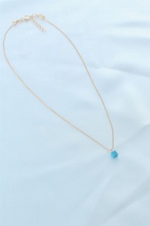Gold Color Blue Bead Figure Women Necklace 100327933