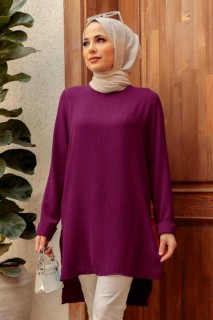 Woman Clothing - Fushia Hijab Tunic 100341764 - Turkey