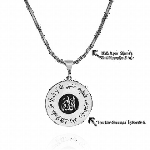 Surah At-Tawba Embroidered Silver Necklace 100349491