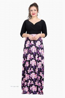 Plus Size - Robe de soirée grande taille Robe longue Violet Floral 100276138 - Turkey