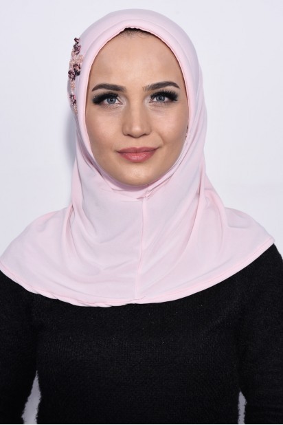 Evening Model - Praktischer Pailletten Hijab Lachs - Turkey