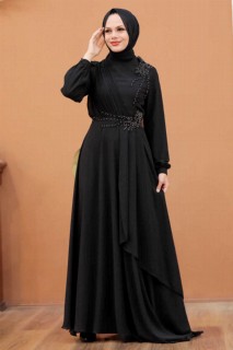 Evening & Party Dresses - Black Hijab Evening Dress 100337674 - Turkey