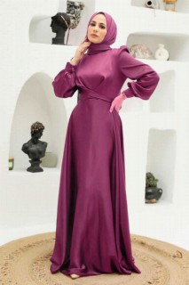 Wedding & Evening - Robe de soirée hijab rose poussiéreux foncé 100339779 - Turkey