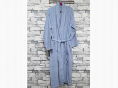 Plain Shawl Collar Large Size Single Bath Robe Blue 100351650