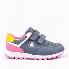 Genuine Leather Gray Velcro Girl's Sports Shoes 100278809