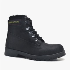 Boots -  Bottes d'hiver à glissière en cuir véritable noir Neson 100278626 - Turkey