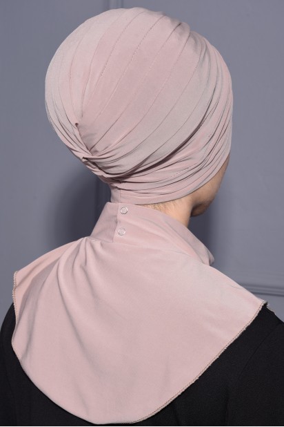 Snap Fastener Hijab Collar Light Mink 100285594