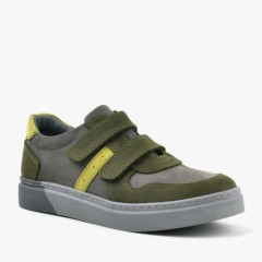 Boy Shoes - Rakerplus Genuine Leather Haki Gri Kids Boy's Sneakers 100352494 - Turkey