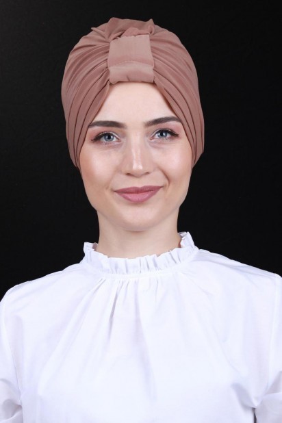 Woman Bonnet & Turban - Bonnet à 3 rayures recto-verso Tan - Turkey