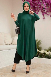Woman Clothing - Green Hijab Tunic 100338652 - Turkey