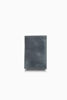 Leather - Antique Black Slim Mini Leather Men's Wallet 100346236 - Turkey