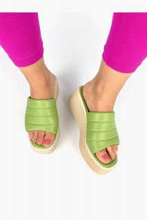 Pauline Pistachio Green Wedge Heel Slippers 100344316