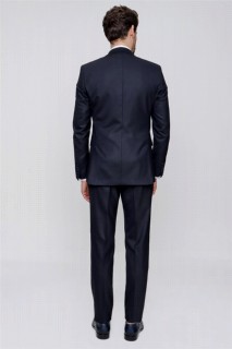Men's Navy Blue Patterned Slim Fit Slim Fit 8 Drop Suit 100351280