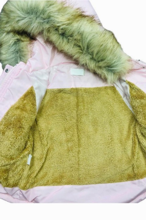 Girls' Hoodie Furry Plush Pink Coat 100328614