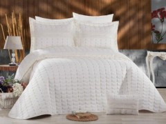 Bedding - Alisse Embroidered Cotton Satin Duvet Cover Set Cappucino 100330882 - Turkey