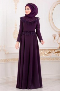 Purple Hijab Evening Dress 100299425