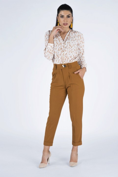 Pants - Pantalon élastique à taille double pour femme 100326350 - Turkey