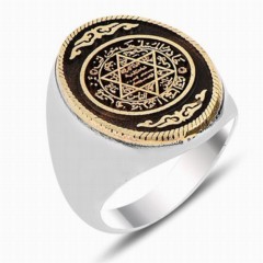 Men - Seal of Prophet Solomon Sterling Silver Ring 100347739 - Turkey