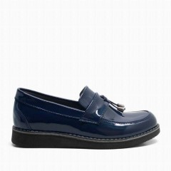 Rakerplus Patent Leather Loafer Navy Children School Shoes 100278781
