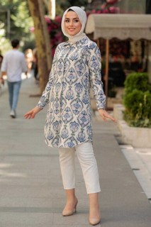 Woman - Blue Hijab Tunic 100341724 - Turkey