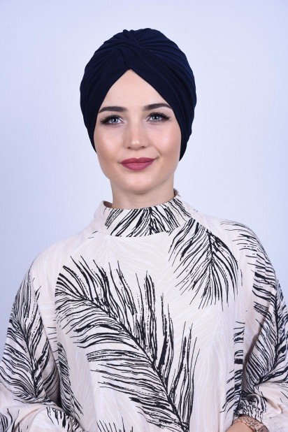 Woman Bonnet & Hijab - Vera Outer Bonnet Navy Blue 100285690 - Turkey