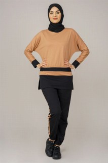 Woman Clothing - Women's Striped Tracksuit Set 100325515 - Turkey