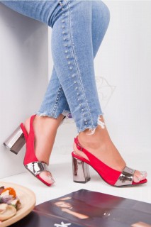 Heels & Courts - Bellia Red Suede Mirror Heeled Shoes 100342767 - Turkey
