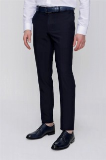 Men's Navy Blue Basic Straight Slim Fit Slim Fit Trousers 100351295