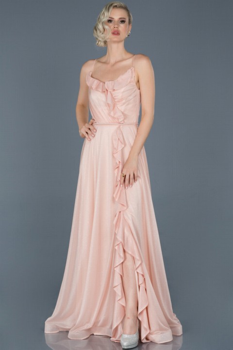 Wedding & Evening - Evening Dress Long Leg Decollete Glittery Engagement Dress 100295041 - Turkey