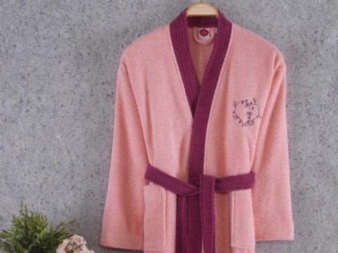 Set Robe - Cottonbox Fine Single Peignoir Rose-Prune 100330727 - Turkey
