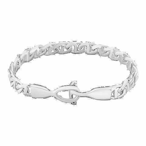 Bar Chain Anchor Locked Silver Bracelet 100349896