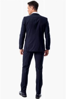 Men's Navy Blue Basic Straight Slim Fit Slim Fit 6 Drop Suit 100351274