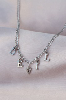 Jewelry & Watches - New Season Devil Written Silver Color Dangle Necklace for Women 100319160 - Turkey