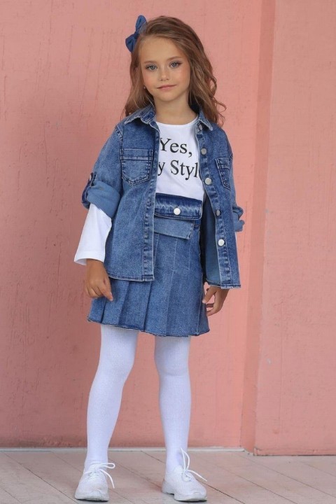 Outwear - Mädchen Junge My Style Jeansrock Anzug 100326855 - Turkey
