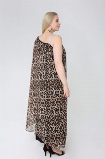 Plus Size One Shoulder Leopard Chiffon Dress 100276727