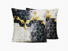 Cushion Cover - Illusion 2 Lid Velvet Throw Pillow Cover Black 100330680 - Turkey