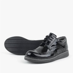 Rakerplus Hidra Patent Leather Lace up Classic Boys School Shoes 100278531