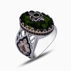 Zircon Stone Rings - خاتم سوليتير من الفضة بحجر الزركون الأخضر 100347770 - Turkey