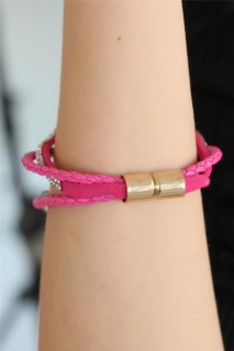 Stone Pink Leather Women's Bracelet 100318780