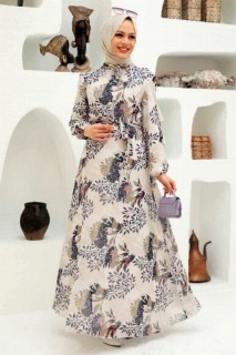Clothes - Beige Hijab Dress 100339888 - Turkey