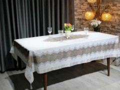Rectangle Table Cover - Nilüfer Rectangle Printed Table Cloth Cream Beige 100330743 - Turkey