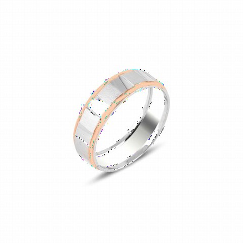 Edges Rose Color Silver Wedding Ring 100347039