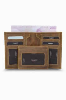 Wallet - Herrenbrieftasche aus antikem tabakfarbenem Leder mit verstecktem Kartenhalter 100346225 - Turkey